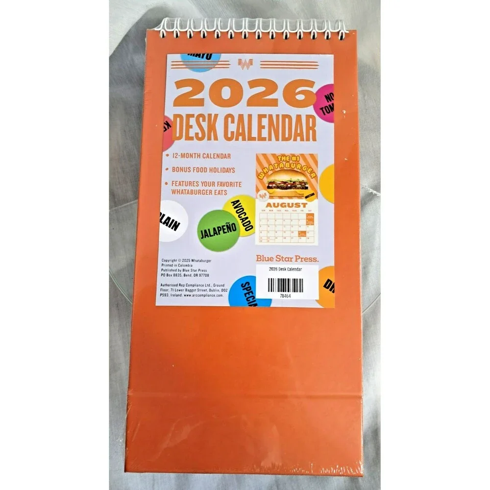 New 2026 Whataburger Orange Calendar for Desk Display 10x5
